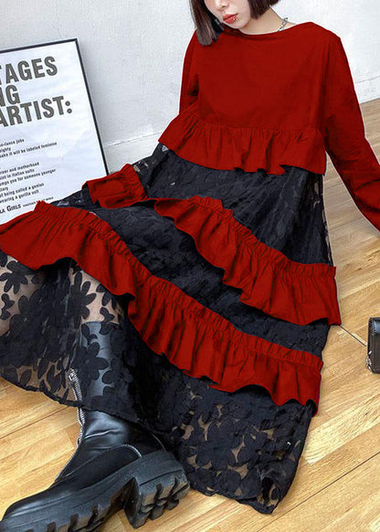 Black Ruffles Fall Lace Dresses