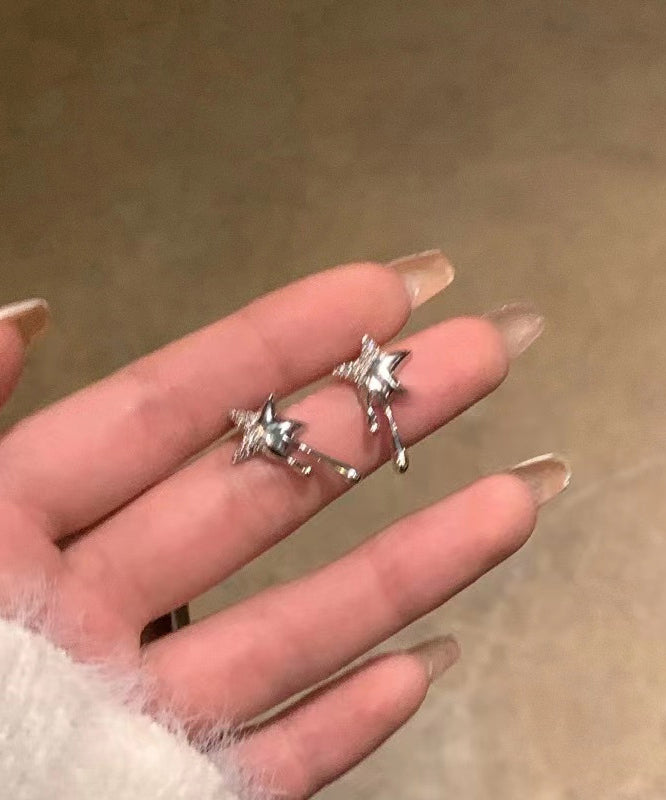 Silk Metal Alloy Zircon Star Stud Earrings