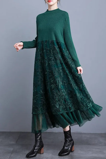 - Knitted Embroidered Dress