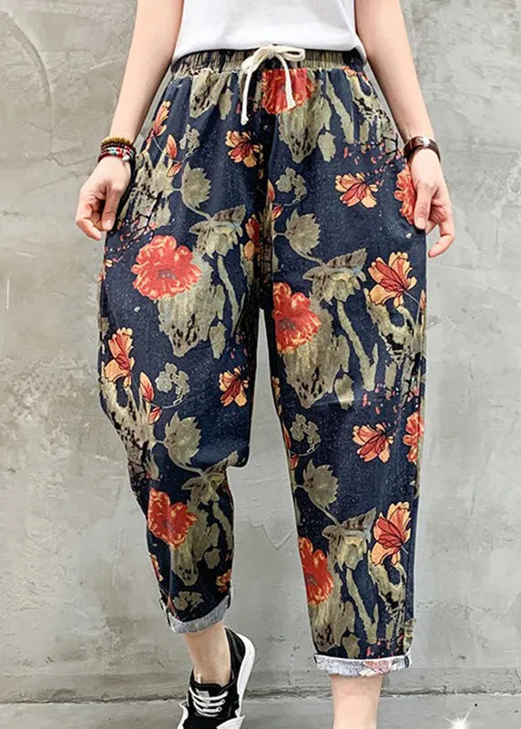 Black White Plaid Tie Waist Crop Beam Pants