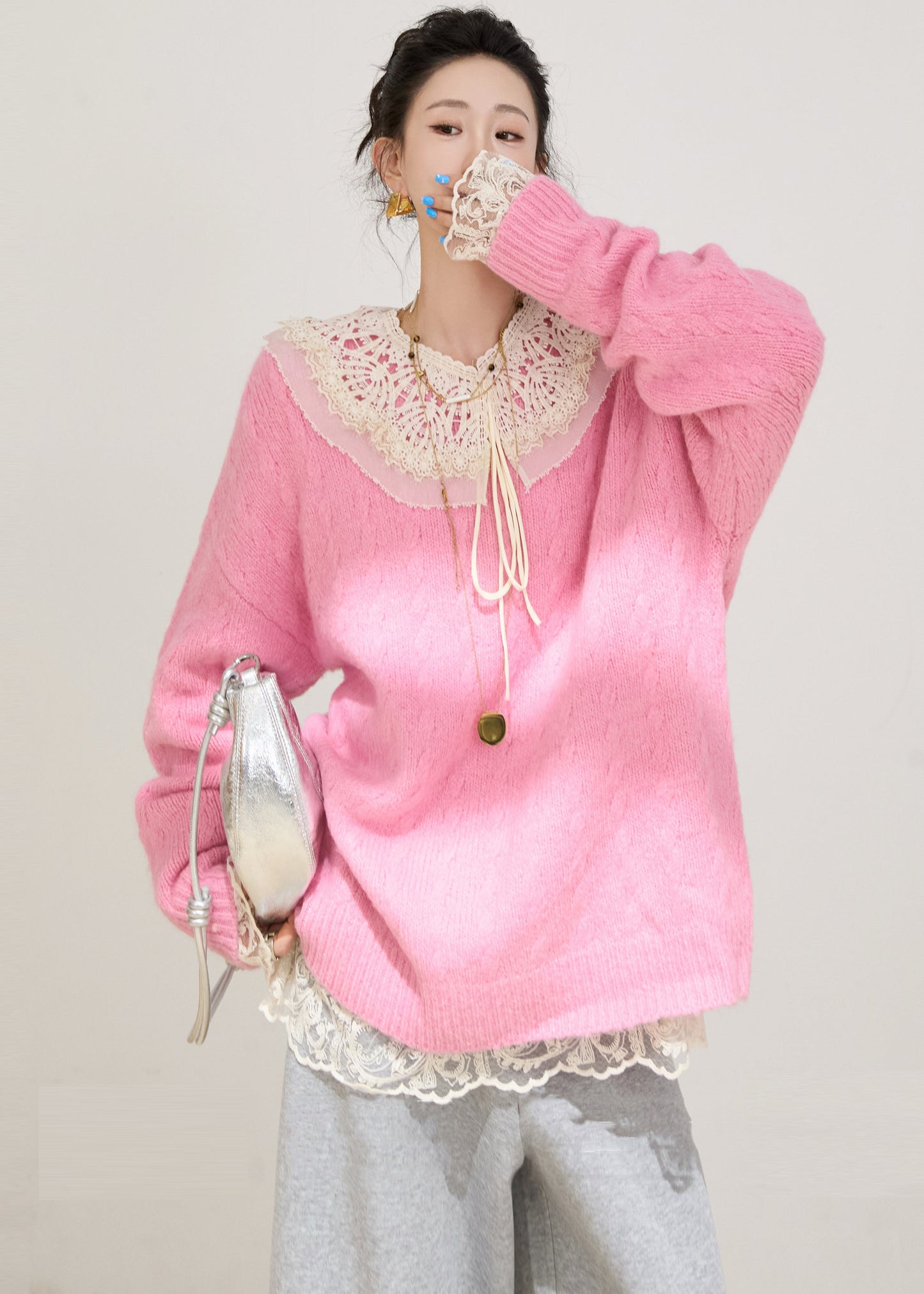 Rose Oversized Thick Knit Pullover Winter