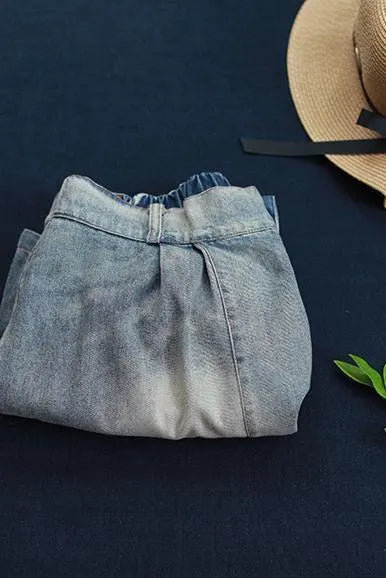 Summer Blue Denim Shorts Loose Cowboy Short Pants