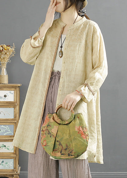 Loose Green Embroidered Button Cotton Shirt Summer