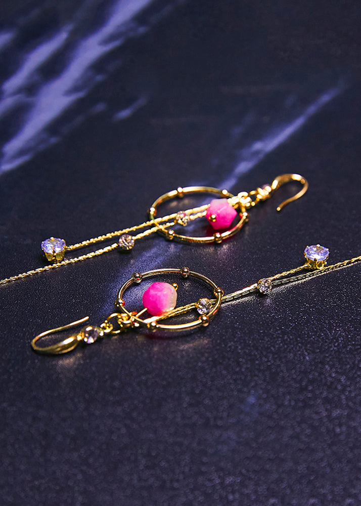Art Zircon Tassels 14k Gold Long Drop Earrings New Style