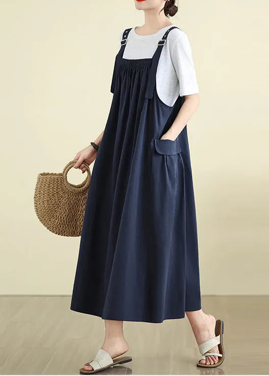 Stylish Navy Exra Large Hem Loose Cami Dress Summer
