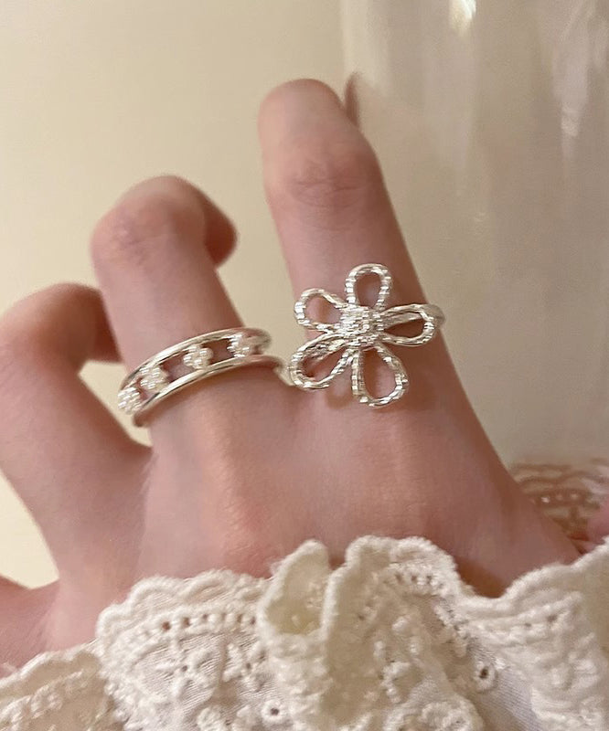 Gold Alloy Hollow Out Rings Two Piece Set
