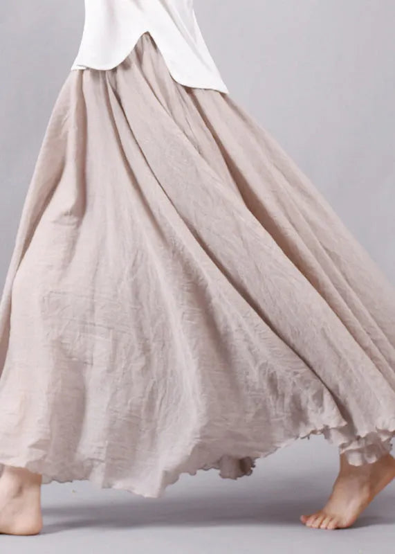 New Beige High Waist Cotton Skirt Summer