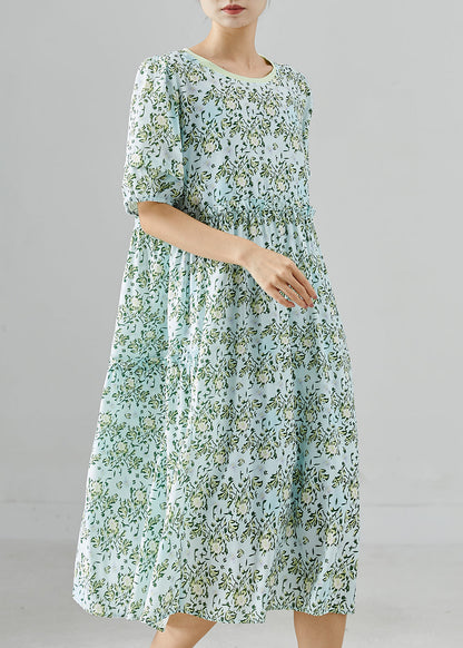 Green Oversized Print Chiffon Vacation Dresses Summer
