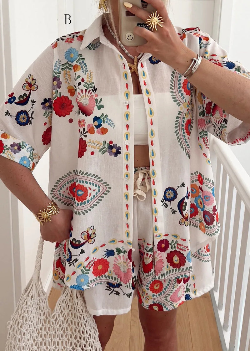 Print Top and Shorts Sets 2 Pieces Summer