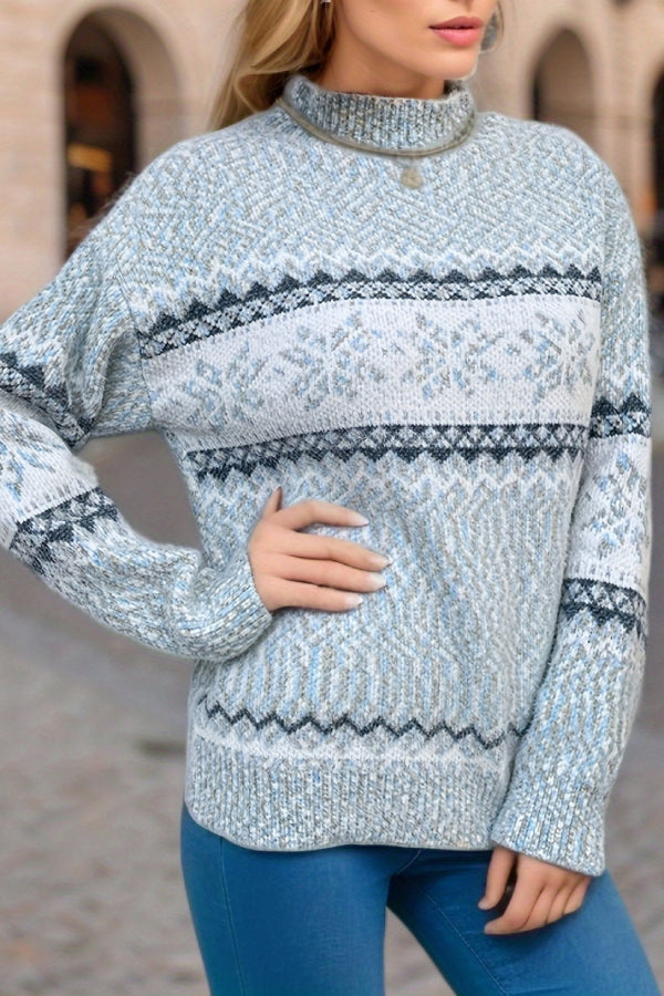 Chic Christmas Turtleneck with Snowflake Sweater