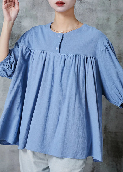 Diy Blue Oversized Cotton Shirt Tops Summer