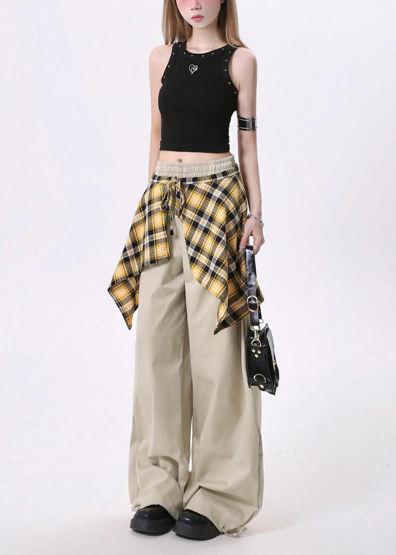 Organic Khaki Oversized Cotton Pants Trousers Spring