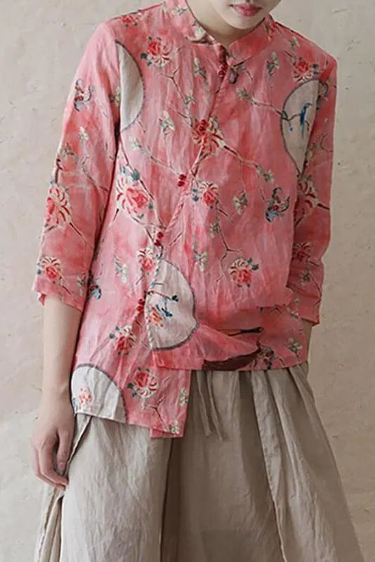 Limited Stock- 100% Linen Print Retro Shirt