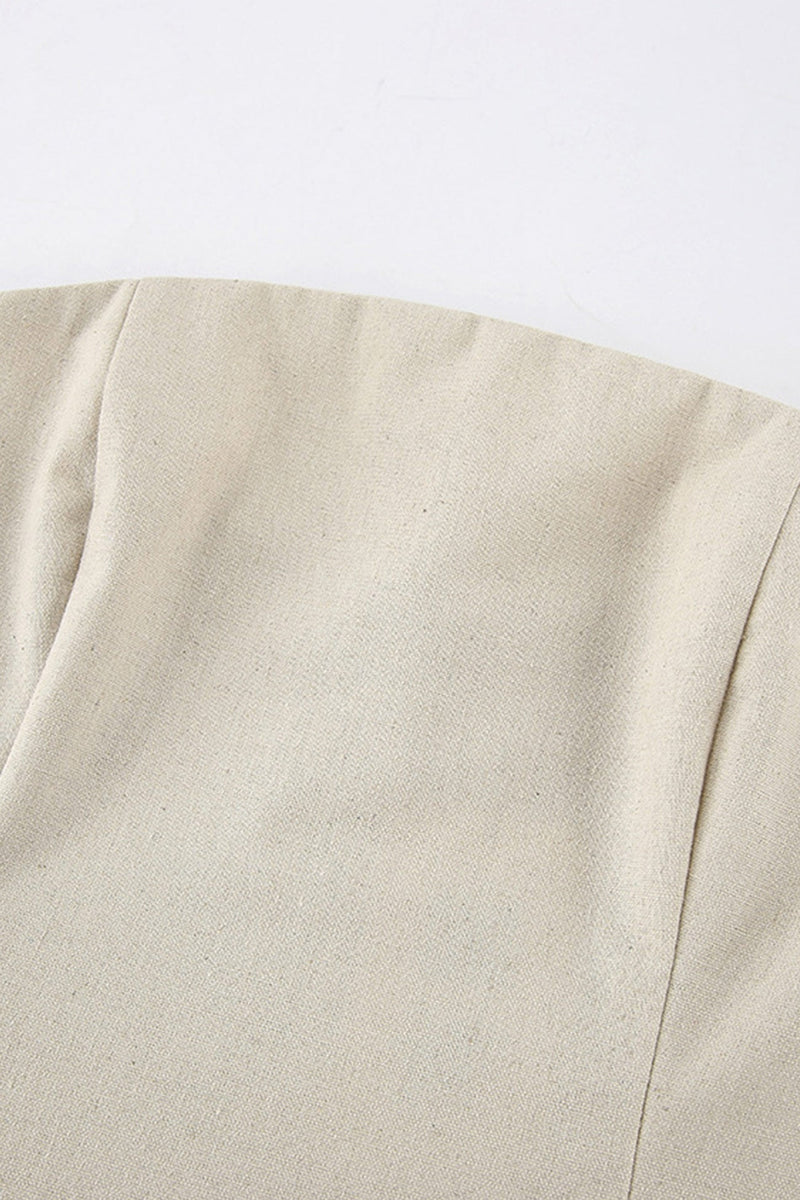 Cotton Linen Smocked Strapless Dress