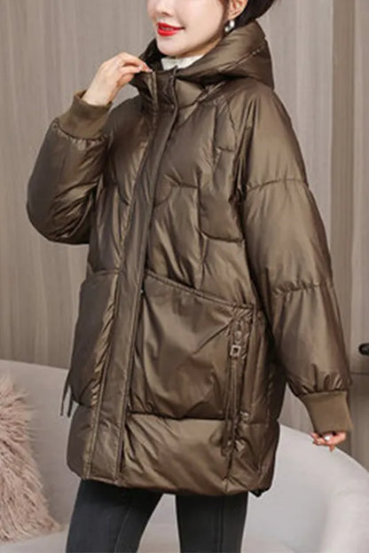 Black Hooded Thick Winter Down Jacket