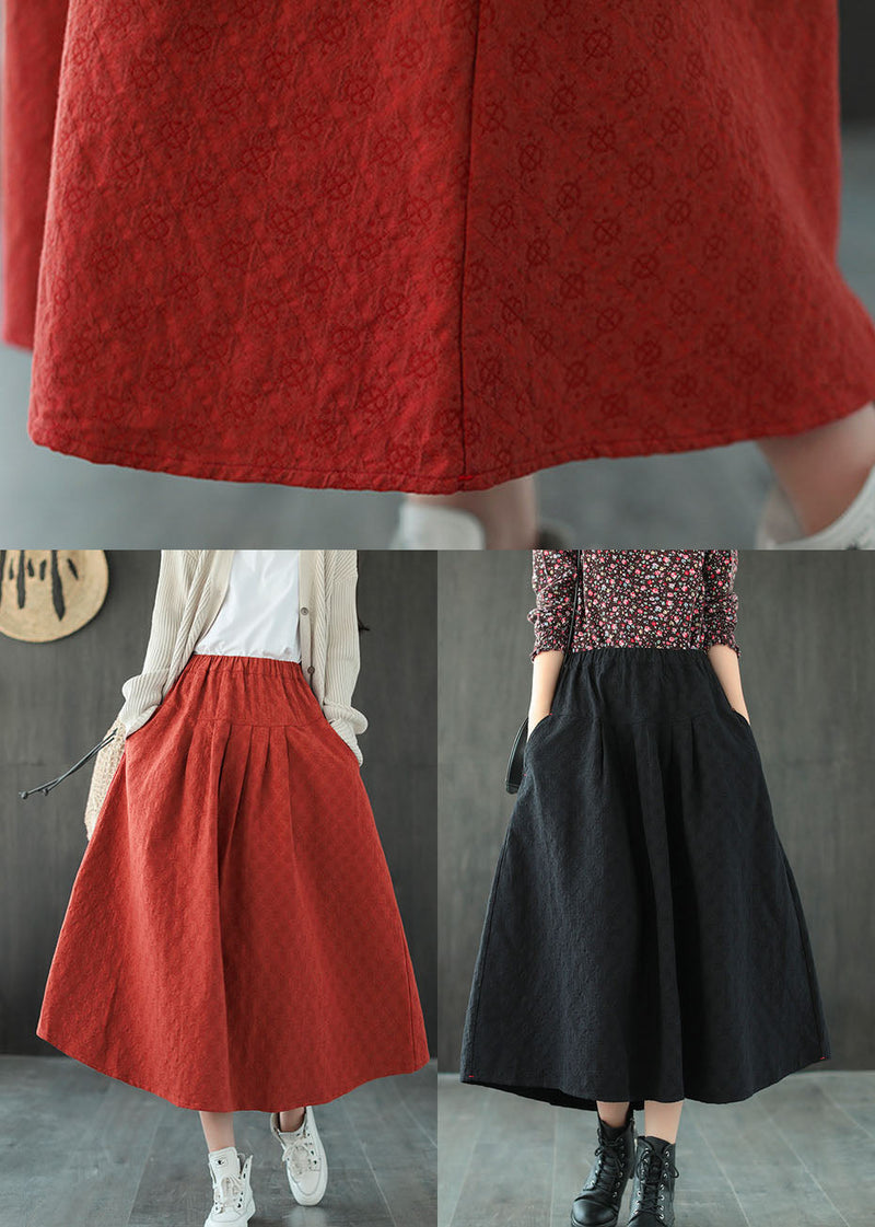 Boutique Orange Red Elastic Waist a Line Skirts Spring