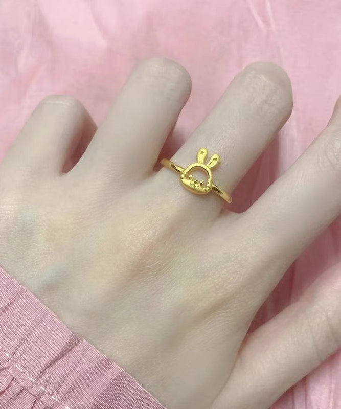 Gold Sterling Silver Overgild Little Rabbit Rings