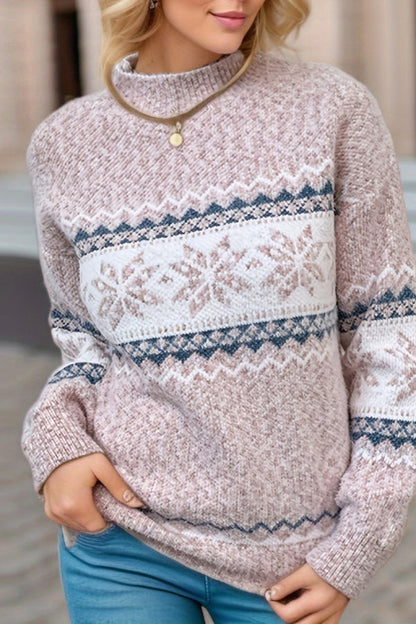 Chic Christmas Turtleneck with Snowflake Sweater