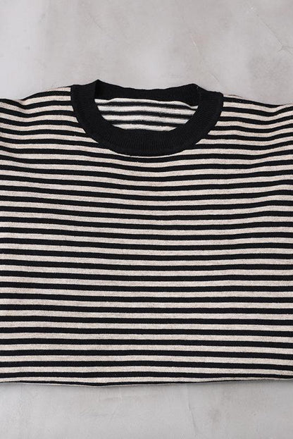 Lotstrends Ultra-loose Classic Striped Round Neck Sweater