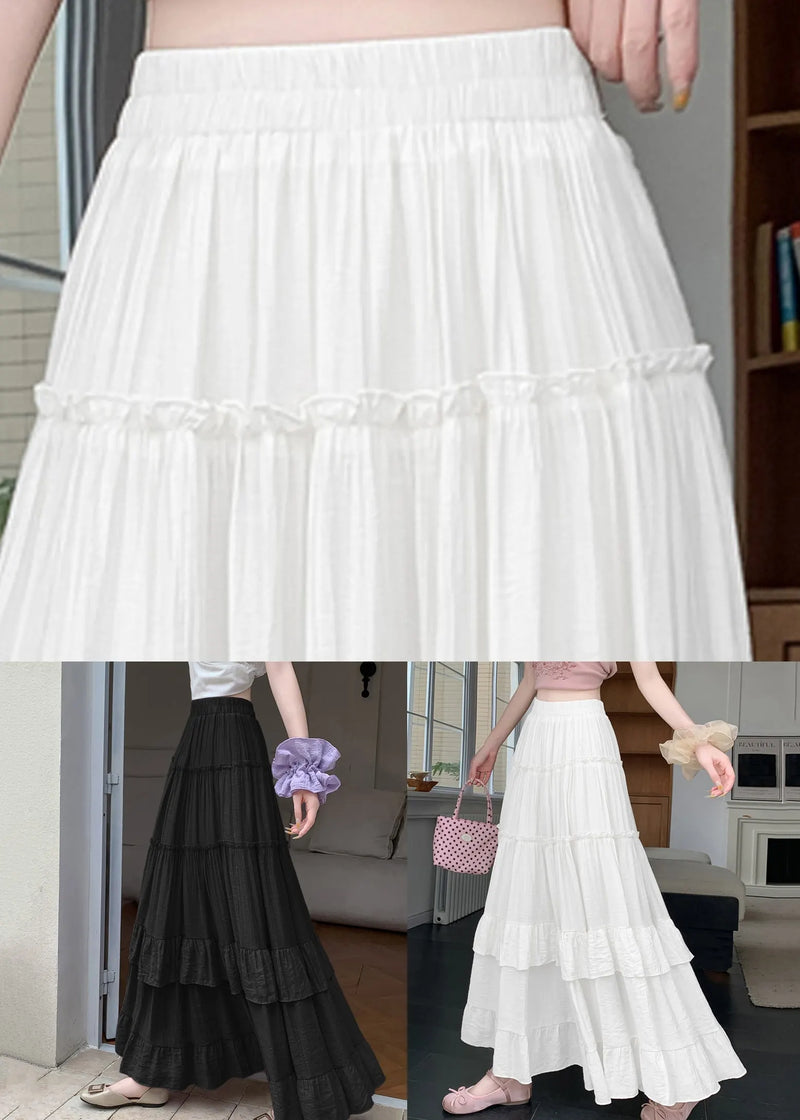 Black Elastic Waist Cotton Exra Large Hem Skirts Wrinkled
