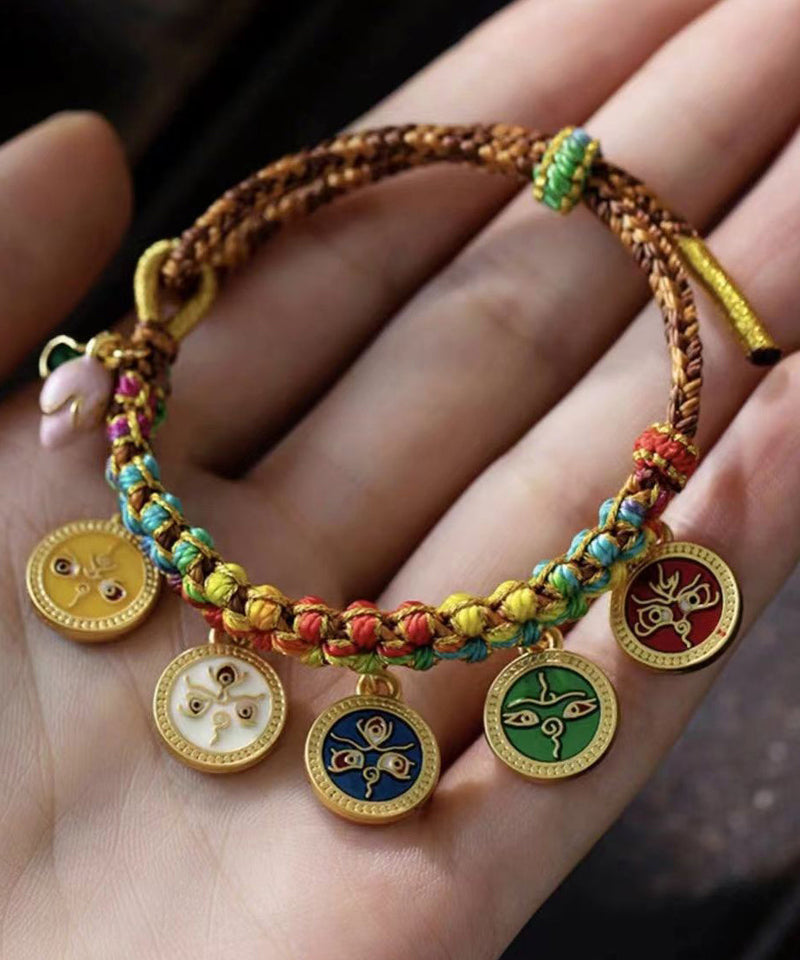 Colorblock Sterling Silver Overgild Tassel Charm Bracelet