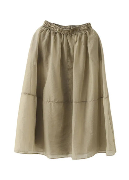 Milk Tea Color Pockets Tulle a Line Skirt Summer