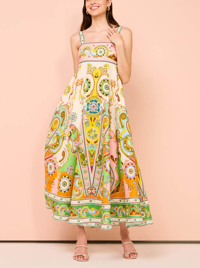 Fashionable Unique Holiday Print Midi Dress
