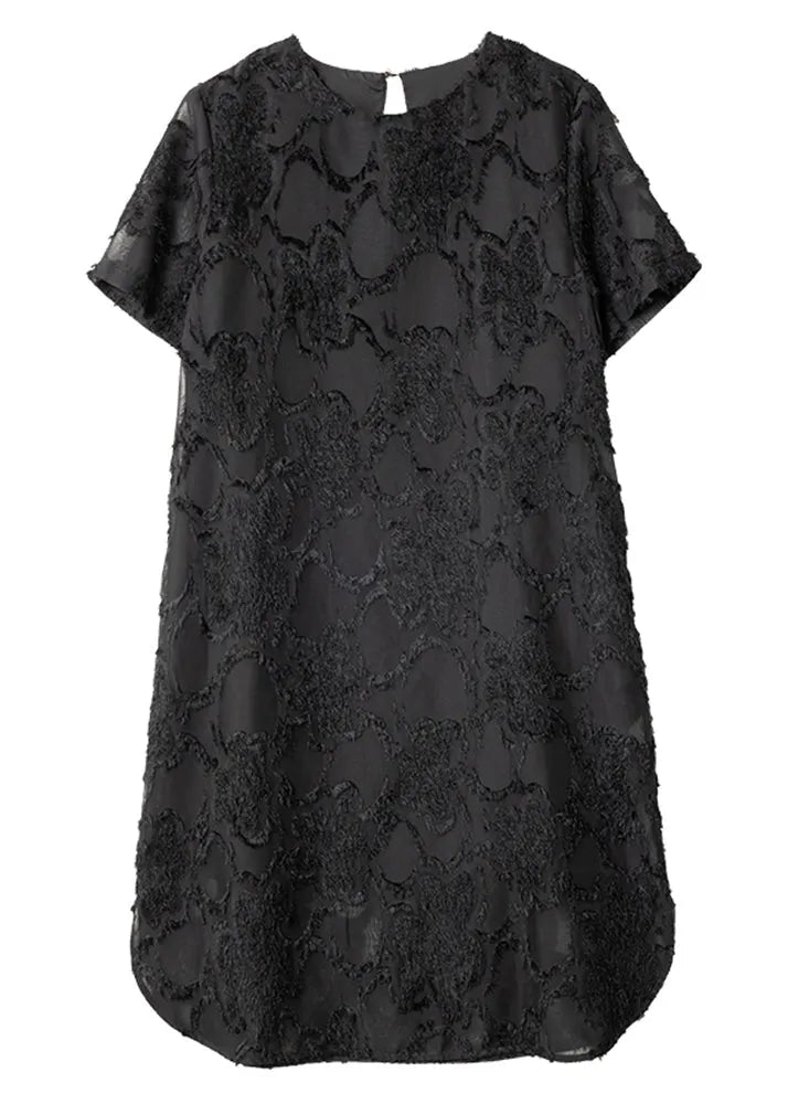 Black Hollow Out Side Open Chiffon Long Dresses Summer