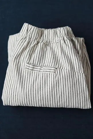Loose Striped Cotton Linen Pants Trousers