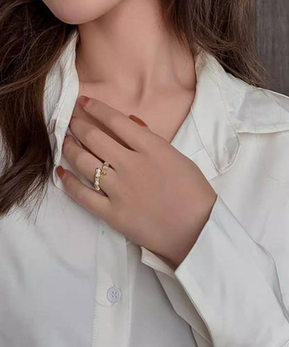 Simple Style Metal Bamboo Knot Zircon Rings