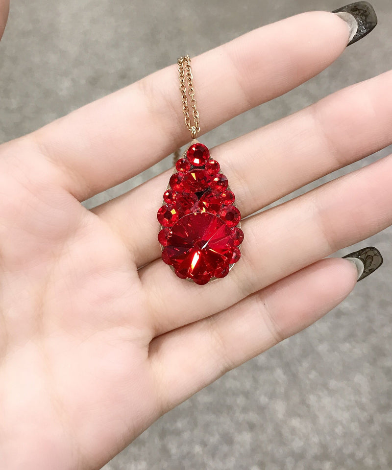 Style Red Sterling Silver Overgild Crystal Zircon Pendant Necklace ,ring and Watch Three Piece Set