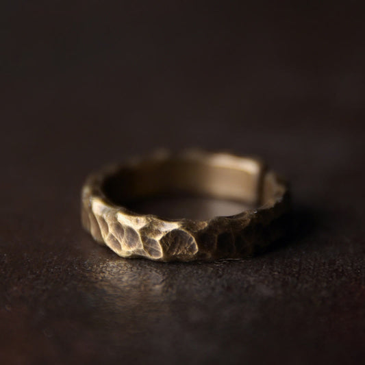 Buddha Stones Tibetan Bump Texture Design Copper Brass Luck Ring