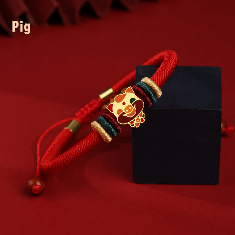 Buddha Stones Handmade 925 Sterling Silver Year of the Dragon Chinese Zodiac Luck Braided Red Bracelet