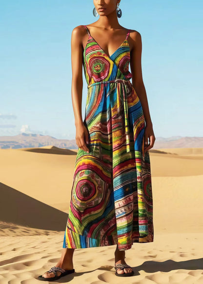 Rainbow Print Cotton Sundress Summer