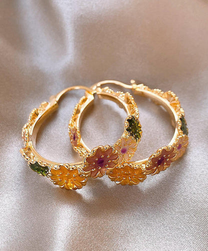 Oversize Gold Copper Alloy Drip Glaze Hoop Earrings