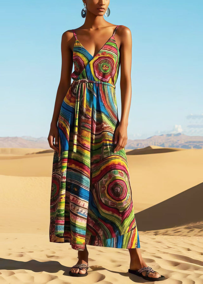 Rainbow Print Cotton Sundress Summer
