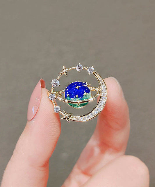 Blue Alloy Zircon Universe Planet Brooches