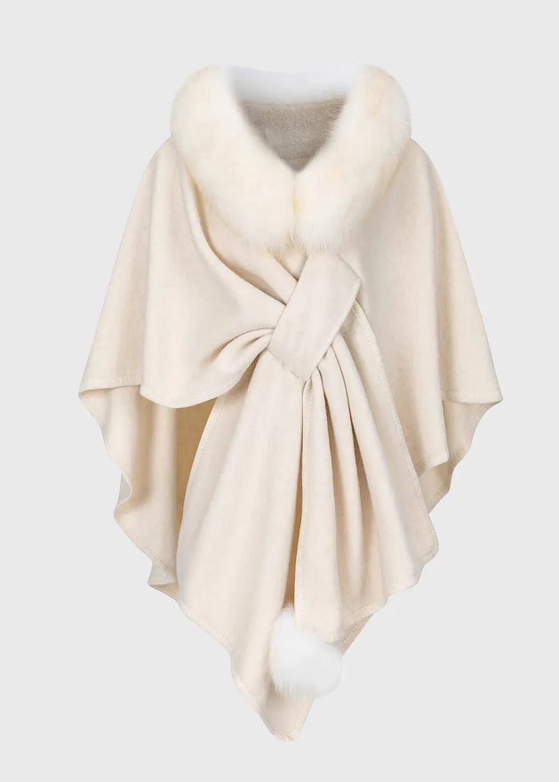 Dark Grey Fur Collar Coats Batwing Sleeve