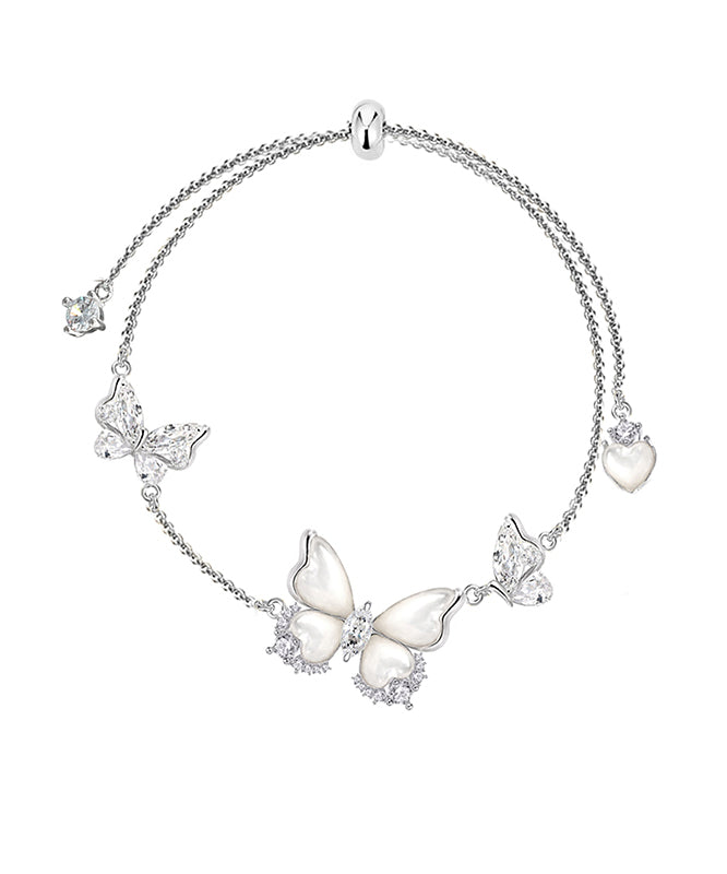 Silk Copper Alloy Zircon Butterfly Charm Bracelet