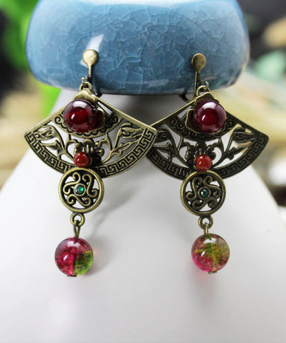 Crystal Patchwork Hollow Out Metal Drop Earrings