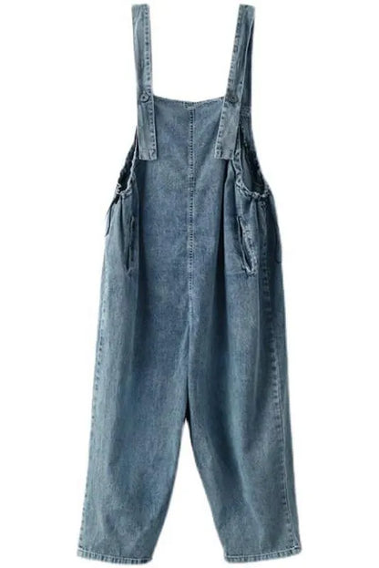 Denim Cotton Button Jumpsuits Dungarees