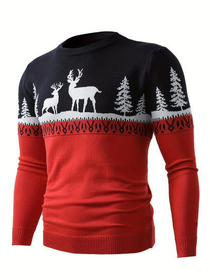 Christmas Cardigan with Reindeer Motif Cotton Festive