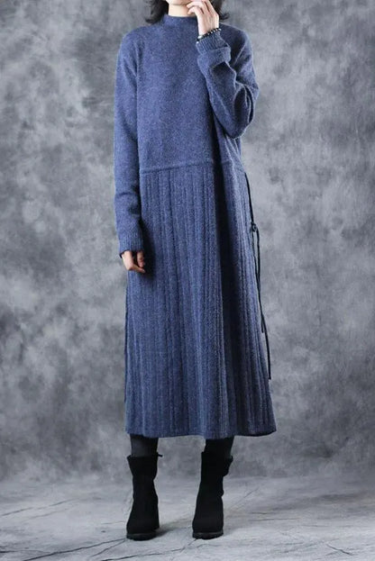 Loose High Neck Base Sweater Dresses for