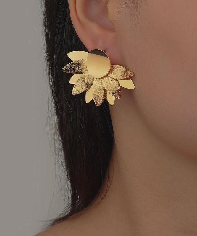 Exaggerated Gold Heavy Metal Earrings for