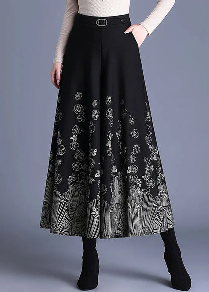 Coffee Sashes Woolen Crop Wide Leg Pants Spring