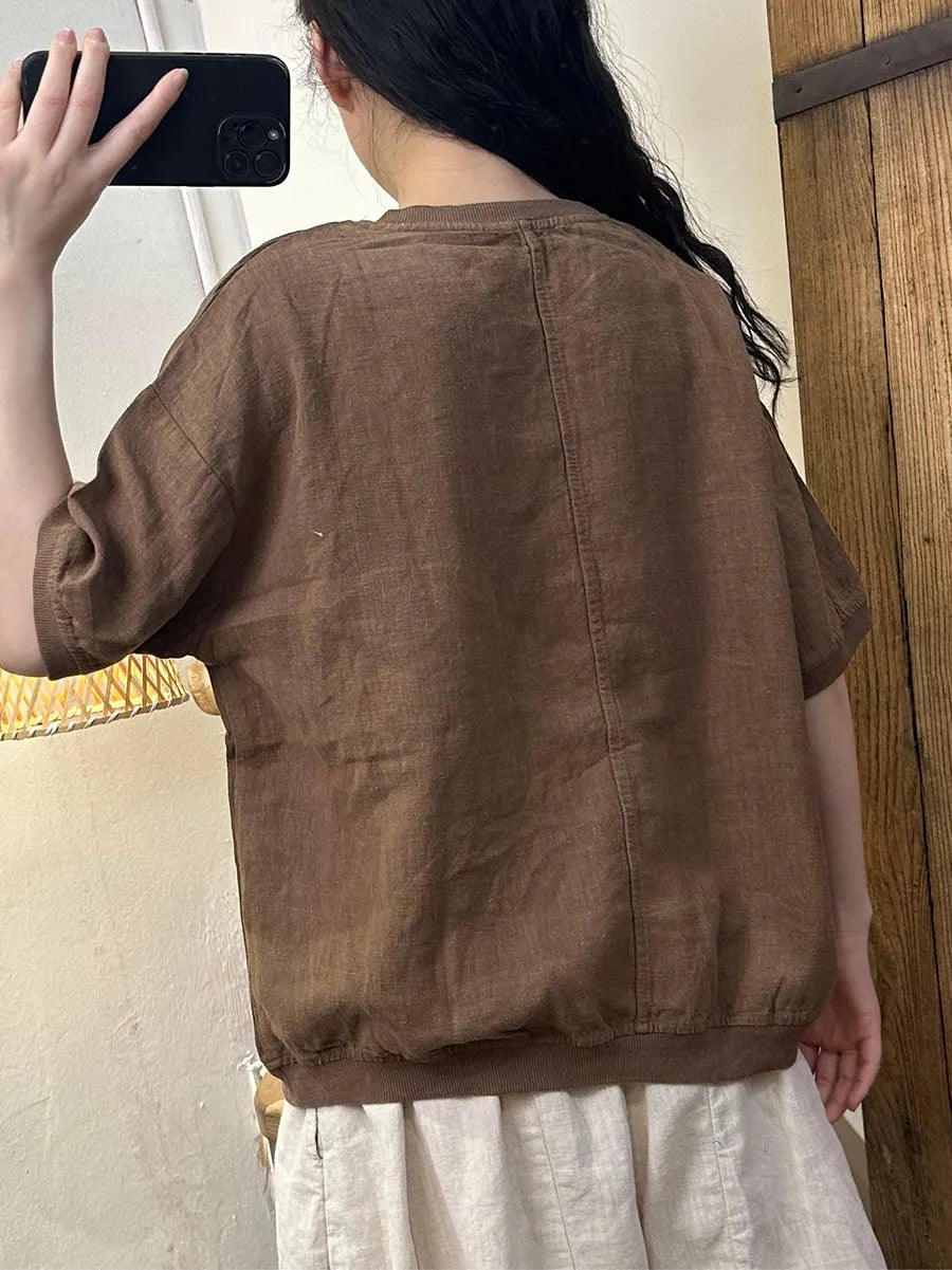 Summer Bird Print Cotton Shirt