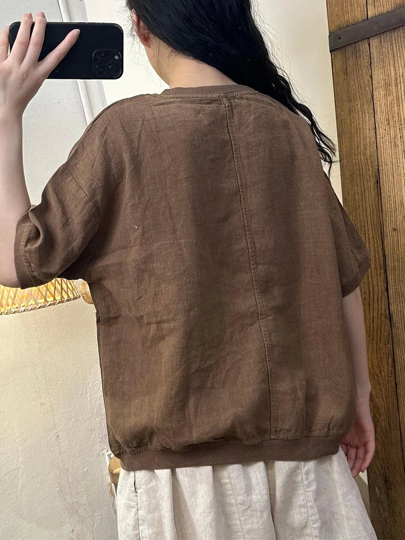 Summer Bird Print Cotton Shirt