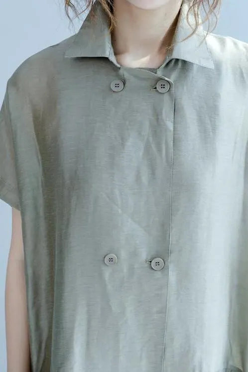 Silk Linen Long Dress Wind Coat
