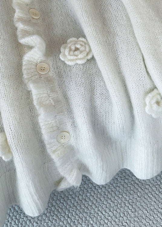 Loose Apricot V Neck Button Knit Cardigan Fall