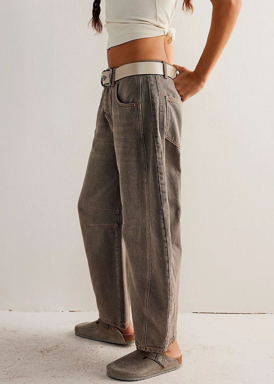 Coffee Original Design Denim Summer Crop Pants High Waist
